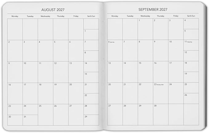 Harbor Weekly Journal Notebook Planner 2027 - Lined, Durable Faux Leather, Softcover, 176 Quality Pages - For Men and Women, For Writing, Work & Travel - Cambridge Reef Blue - 9"x7"