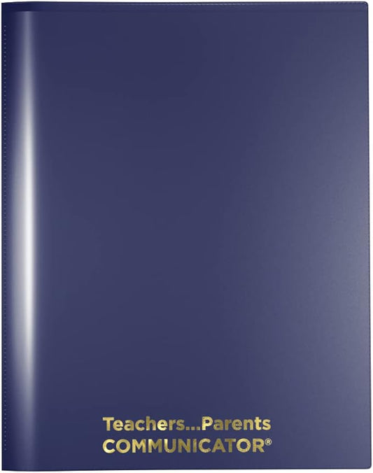 Nicky's Folder® English Communicator, Parent-Teacher Folder, Patented Tear-Resistant, Flexible Plastic, 2 Inside Pockets, 2 Exterior Sleeves, Letter Size Paper, Single Color (24 Pack) (Navy Blue)