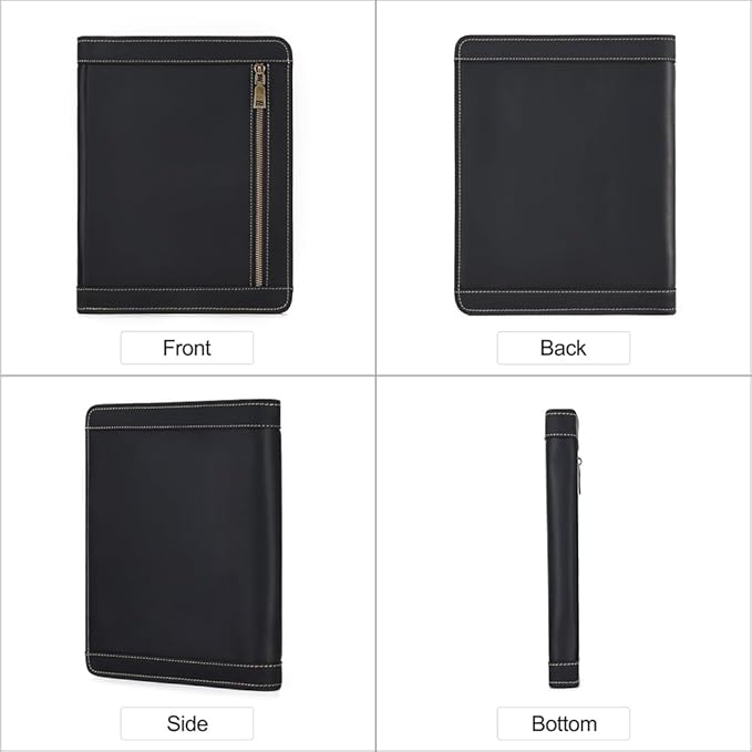 Leather Case for ipad Pro 11" Genuine Leather Smart Folio with Pencil Holder Zipper Pocket Multifunctional iPad case Compatible with iPad 11 /iPad 10.5/10.2 inch ipad/iPad 9.7 (Black)