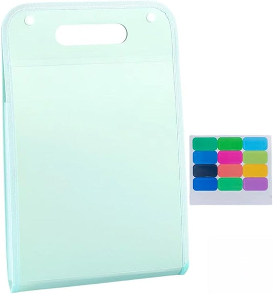 Vertical Accordion File Folder,13 Pockets Expanding File Organize with Labels,A4 Letter Size Paper Document Receipt Organizer Accordion Filing Folder for Classroom, Home,Office.(Green)