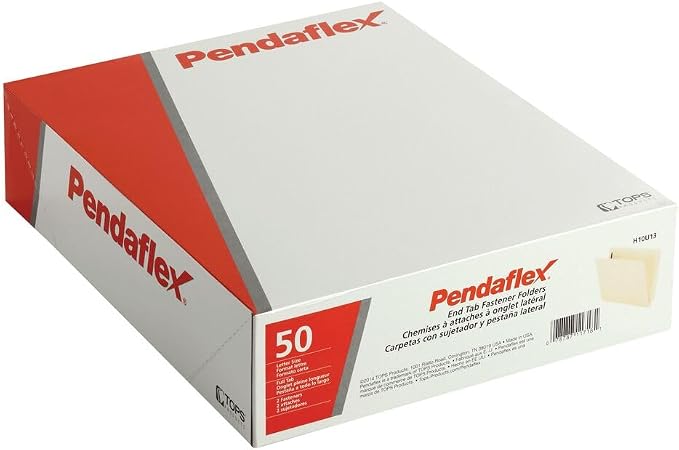 Pendaflex Manila End-Tab Fastener Folders, Letter Size, 2 Fasteners, Manila, Straight Cut, 50/BX (H10U13) (Pack of 5)