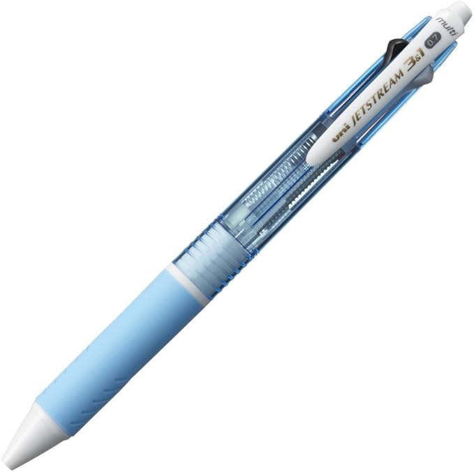 Uni Jetstream Multi Pen 3and1, 0.7mm Ballpoint Pen (Black, Red, Blue) and 0.5mm Mechanical Pencil, Sky Blue Body (MSXE460007.8)