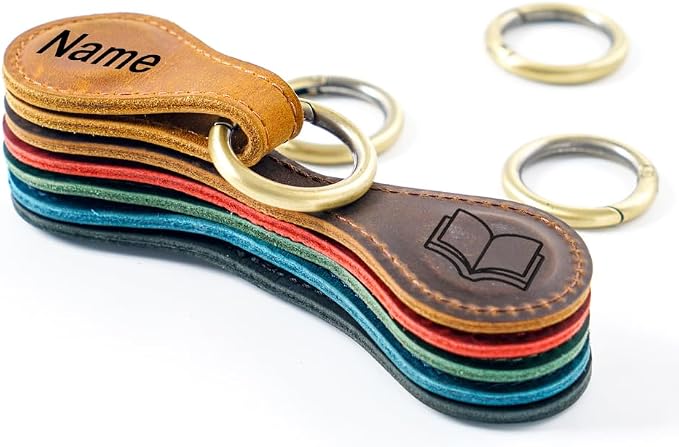 Personalized Leather Magnetic Bookmarks Vintage Custom Engraved Motivational Text Book Marker Clip Gift for Book Lover Readers Women Kids (Large Leather Magnetic Bookmark)
