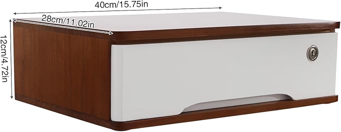 Wooden Desktop Storage Box with Lockable Drawers, Flat File Cabinet Drawer Desktop Storage Box, Countertop Storage Cabinet for Office Home Toiletries Supplies Vanity (walnut+white, 1 Drawer)