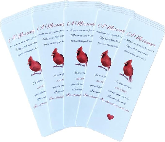Funeral Favors for Guests - Cardinal Bookmarks with Sympathy Poem - Bulk Set of 24 - Hand Out at Celebration of Life, Memorial, Remembrance Service, Bereavement Ceremony - Thank You Gift, Keepsake