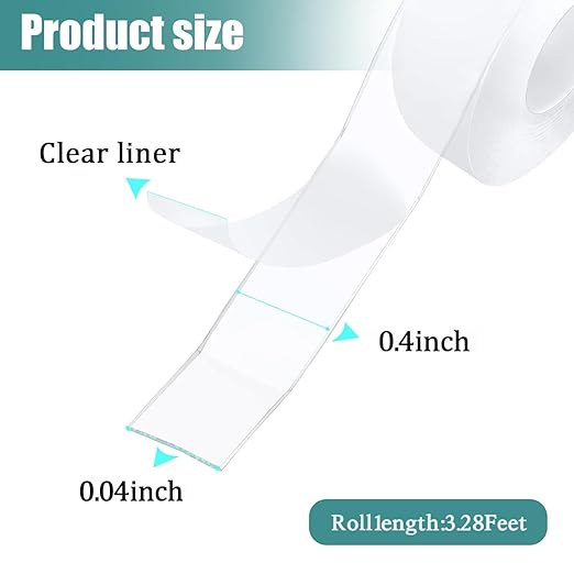 Maine 1mm Thick * 1cm Wide Strong and Seamless, Highly Transparent Nano Glue Strong Adhesive Double-Sided Tape Wholesale (10, 3.28FT)