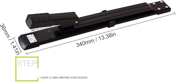 Long Arm Stapler (Approx. 340 x 36mm) Standard Design No Blockage Handheld Paper Stapler for The Stapling of Book, Account Book, Magazine, for Office School Home