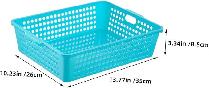 ARTIBETTER 4Pcs File Organizer Baskets Versatile Plastic Storage Bins for Home Office Creative Sundries Storage Trays Hollow Handles Large Desktop Organizing Baskets