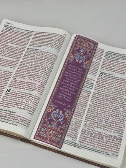 Christian Bookmark, Do Not Fear, I am with You - Isaiah 41 : 10, Woven, Mini Carpet Bookmark, Silky Soft Cloth
