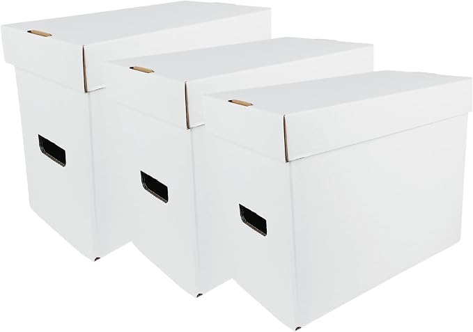 Max Protection CGC Graded Comic Book Storage Boxes - Heavy-Duty Case for 35-40 Graded Comics with 200 lb Test Strength - Made in USA White Cardboard, 3 Pack