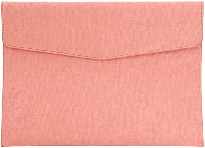 A4 PU Leather File Holder Document Folder Pink Thin Waterproof Portfolio Filing Envelope Oragnizer Pocket Storage Case with Snap Closure for Receipt Contract Stationery Tablet