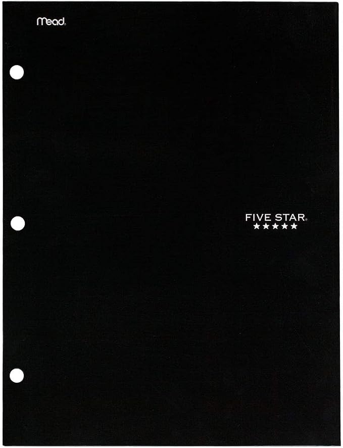 Five Star 4 Pocket Folder, 2 Pocket Folder Plus 2 Additional Pockets, Black (72093)