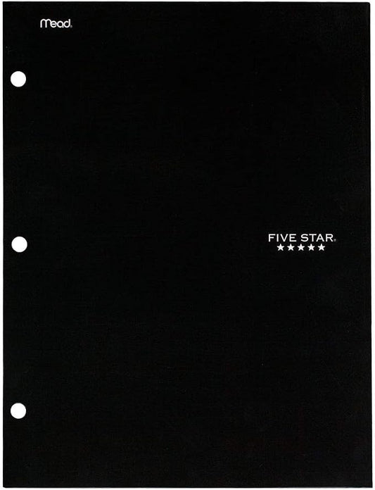 Five Star 4 Pocket Folder, 2 Pocket Folder Plus 2 Additional Pockets, Black (72093)