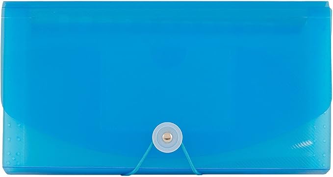 JAM PAPER Accordion Folders - 13 Pocket Plastic Expanding File - Check Size - 5 x 10 1/2 - Blue - 2/Pack