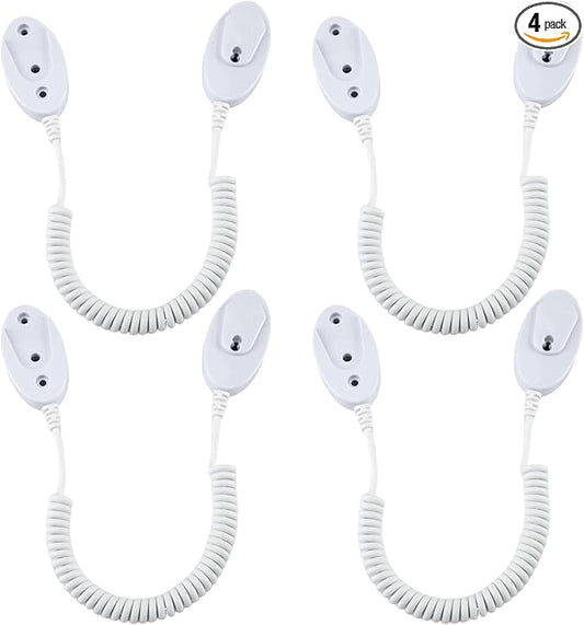 Magnetic Remote Leash Control Holder with Security Cable, Retractable Tidy Anti-lost Rope Organizer Easy Installation Stable Suitable for Projector TV Fan and Air Conditioner Remotes (4Pcs White, S)