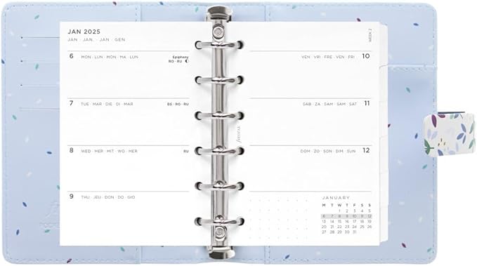 Filofax Garden Organizer, Pocket Size, Sunrise - Leather-Look, Gold Foil Accents, Six Rings, Week-to-View Calendar Diary, Multilingual, 2025 (C028712-25)