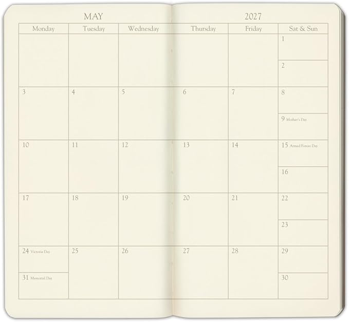 Gallery Leather Pocket Weekly Monthly Planner 2027, Elegantly Bound Calendar Planner and Notebook with Stylish Gold-Gilded Page Edges, 12 Months - Tremont Garnet - 6x3.25"