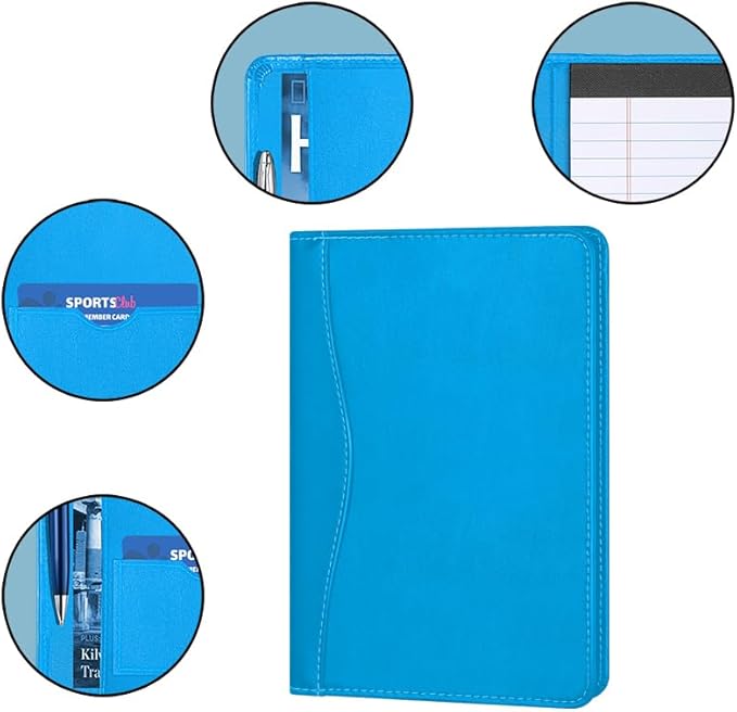 Lcjtop Padfolio/Portfolio Binder, Mini Padfolio Portfolio Binder 5 x 8 Legal Writing Pad, A5 Document Organizer Folder for Men Women, Electric Blue