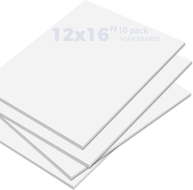 Golden State Art, Pack of 10, 1/8" Thick, 12x16 White Foam Boards (12x16, White)