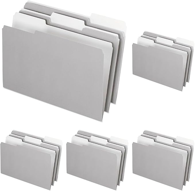 Pendaflex 435013GRA Interior File Folders, 1/3 Cut Top Tab, Legal, Gray (Box of 100)| (Pack of 5)