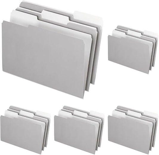 Pendaflex 435013GRA Interior File Folders, 1/3 Cut Top Tab, Legal, Gray (Box of 100)| (Pack of 5)