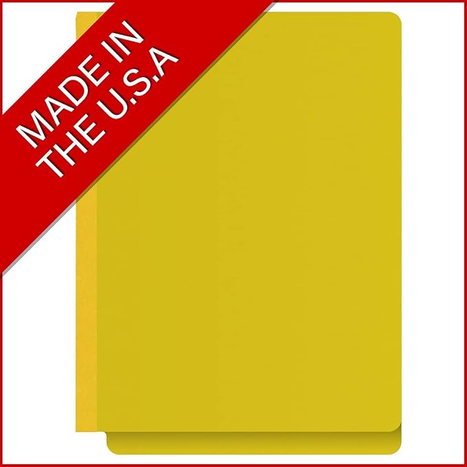 25 Pt. Pressboard Classification Folders, Full Cut End Tab, Letter Size, No Dividers, Yellow (Box of 25)