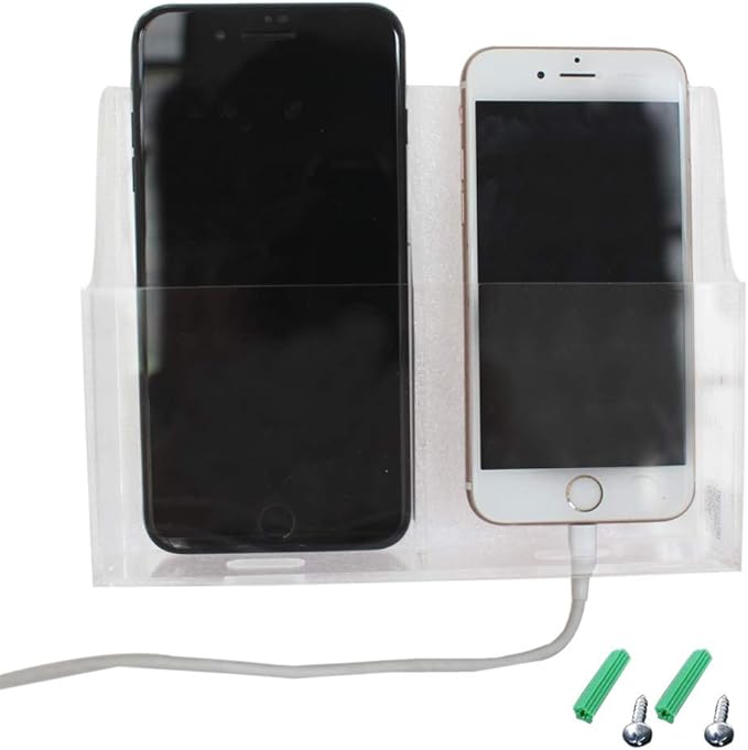 Acrylic Wall Mount Desk Organizer Storage Box for Cell Phones Holder in Home Office (2 Grid)