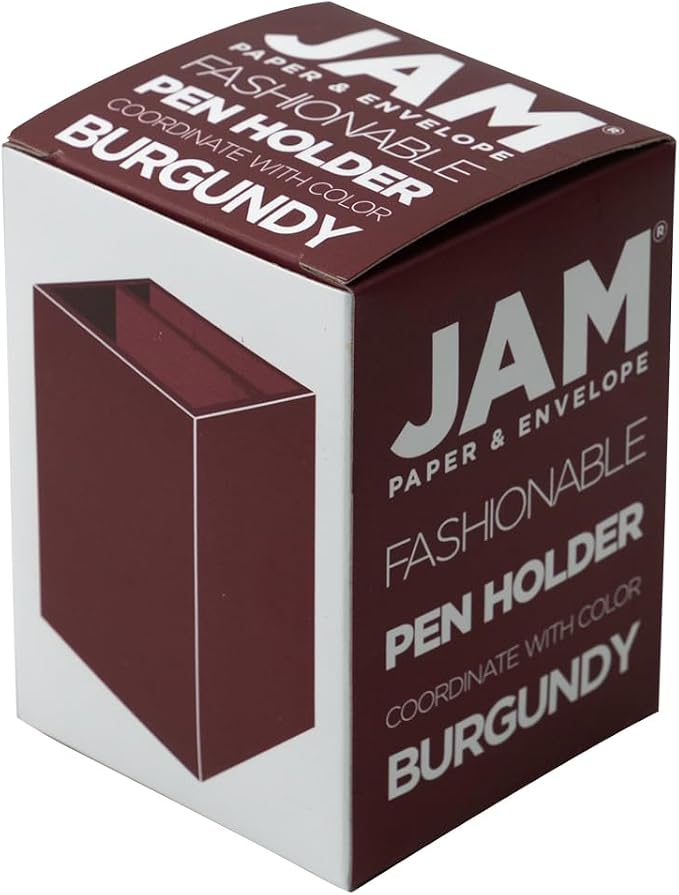 JAM PAPER Plastic Pen Holder - Burgundy - Desktop Pencil Cup Sold Individually