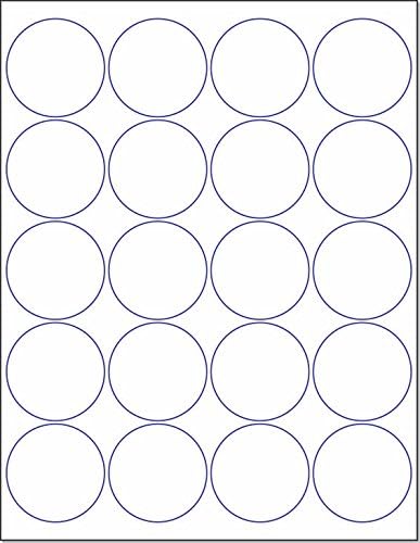 NextDayLabels 2 Inch Round Circle Stickers White Blank Labels for Laser Inkjet Printer - 20 Per Sheet Self-Adhesive Jar Candle Product Packaging Made in USA - 500 Labels