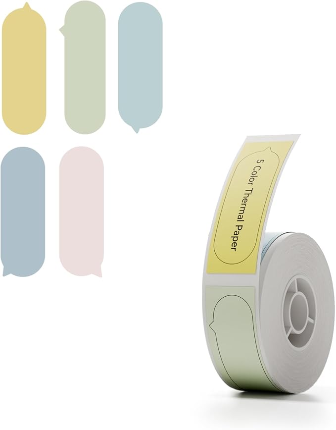 NIIMBOT D110 Label Maker Tape, 14x40mm (0.55"x1.57") 160Label/Roll, Waterproof Label for Home Office Oragnization (5 Colors)