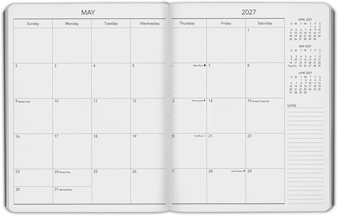 Harbor Large Monthly Planner 2027, Calendar Planner and Notebook, Durable Faux Leather, 14 Months, 96 Pages, Softcover & Lightweight - Cambridge Burnt Orange - 9.75x7.5"
