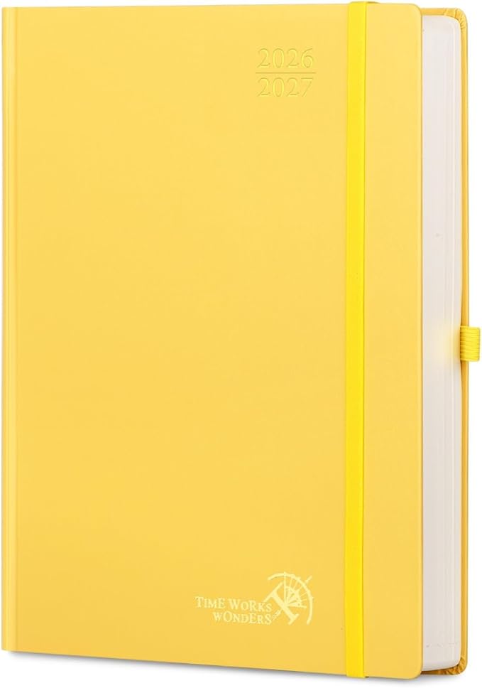 POPRUN 2026-2027 Daily Planner One Page Per Day Even Weekends (A4 Large Size - 8.5" x 12") - Academic Calendar Book(July 2026 - June 2027), 2026 Day Appointment Book, Hardcover - Light Yellow
