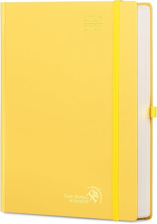 POPRUN 2026-2027 Daily Planner One Page Per Day Even Weekends (A4 Large Size - 8.5" x 12") - Academic Calendar Book(July 2026 - June 2027), 2026 Day Appointment Book, Hardcover - Light Yellow