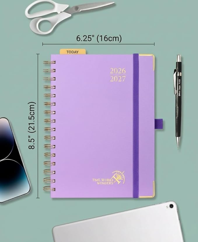 POPRUN 2026-2027 Monthly Planner, 18 Month Calendar (July 2026-Dec 2027), 6.25" x 8.5" A5 Spiral Hardcover Organizer with Dotted Note Pages, Professional Appointment Book for Business Office, Students & Teachers - Violet