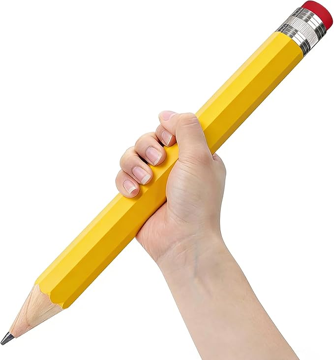 BUSHIBU Giant Pencil, 14 Inch Big Jumbo Pencils, Funny Oversized Huge Comically Large Pencil with Cap for Prop/Gifts/Decor(Yellow)