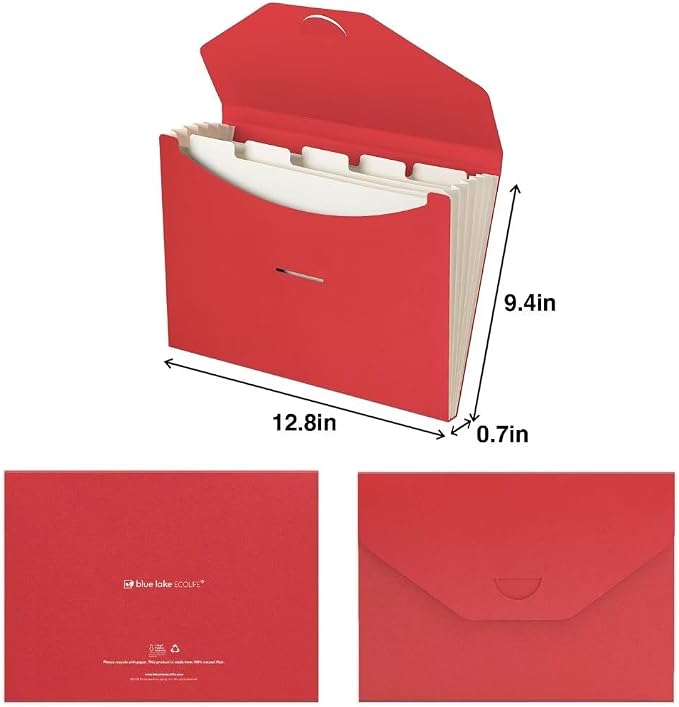 Expandable Folders Plastic Free Accordion File Folder Organizer 6 Pocket Fiery Red
