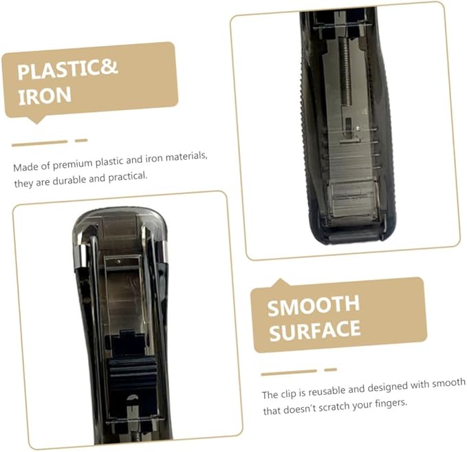 Handheld Desktop Stapler with 2 Black Staplers and 200 Refillable Clips for Document Binding and File Organization