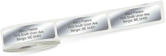 Personalized Return Address Labels, Roll of 125 Silver Foil Self-Adhesive Labels Without Dispenser, Customize with Name & Shipping Address, Colorful Images