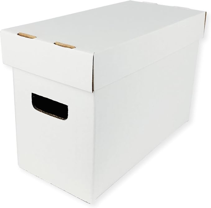Max Protection Comic Book Storage Boxes - Pack of 1 - Short Cardboard for 150-175 Comic Books - Double Thickness Design - Premium Stackable Book Box for Silver Age & Modern Comics