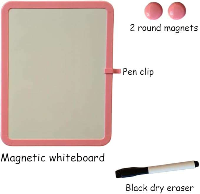 Magnetic Whiteboard, Erasable Notepad, Portable Drawing Board, Teaching Whiteboard, Magnetic Dry Erase Board for Lockers, 8.5“ x 11” with Marker and 2 Magnets(Pink)