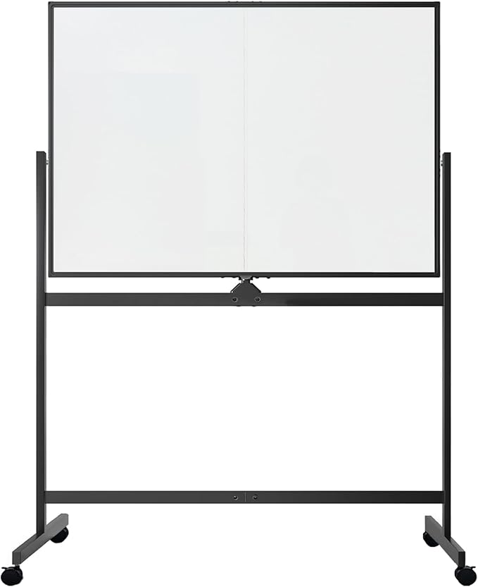 BIBOC Rolling Stand White Board 32×48 Inches, Double Sided Mobile Dry Erase Board with Aluminum Frame, 360° Rotating Dry Erase Whiteboard for Home Office Classroom (WHITEBOARD, 32×48 inches)
