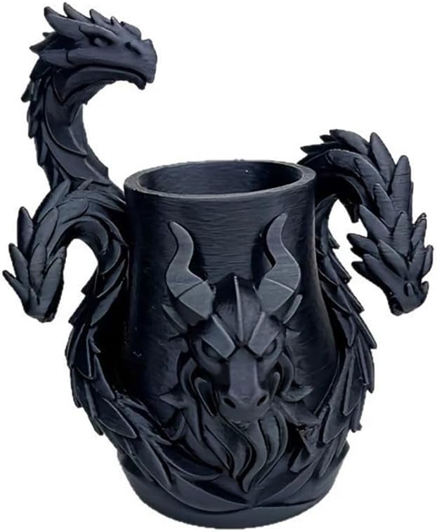 Mamarmot Gothic Three-Headed Dragon Makeup Brush Cup Storage Organizer, 3D Printed Cool Design, Office Supplies Desk Base, Desktop Decorative Holder for Men Women Gift (Three-Headed Dragon)