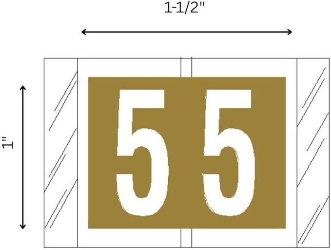 tabbies Original COL'R'TAB 11000 Series Numeric Labels, Gold, "5", 1"H x 1-1/2"W, Heavy Duty Paper & Fade-Resistant, Made in the USA, 500 Labels/Roll