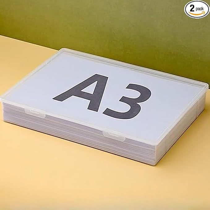 Clear Plastic File Storage Boxes with Lids for Files,Stackable File Box,File Portable Paper Case,Containers for Organizing Paper, Letters, Documents, Art Supplies (Clear-A3 for one)