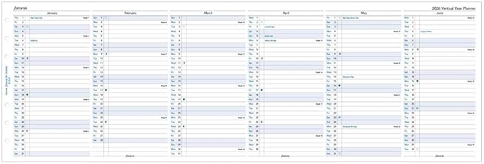 Filofax Calendar Diary Refill, Personal/Compact Size, Vertical Year Planner, White Paper, English, 2026 (C68402-26)