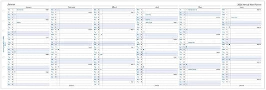 Filofax Calendar Diary Refill, Personal/Compact Size, Vertical Year Planner, White Paper, English, 2026 (C68402-26)