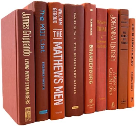 Decorative Accent for Home Decor – Real Books by Color® Interior Styling Piece for Bookshelf, Coffee Table, Design Display (Set of 9, Orange)