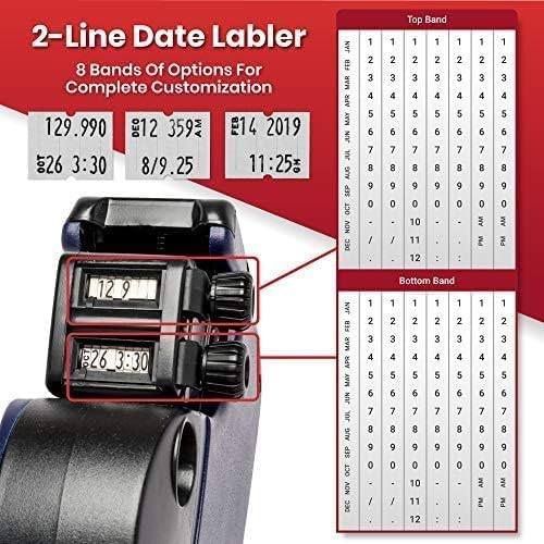 Perco Pro 2-Line Date Gun | 2-Line 16-Characters Date Labeler Gun Pre-Loaded with 750 Blank White Labels and an Ink Roll - Also Includes a Label Scraper Bundled with Perco Labeler Gun Clip
