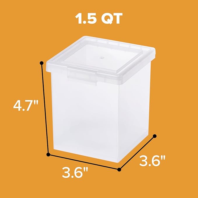 Bostitch Konnect Clear Storage Containers with Lids, Stackable Plastic Organizer Bins, 1.5 Quart, 2 Pack