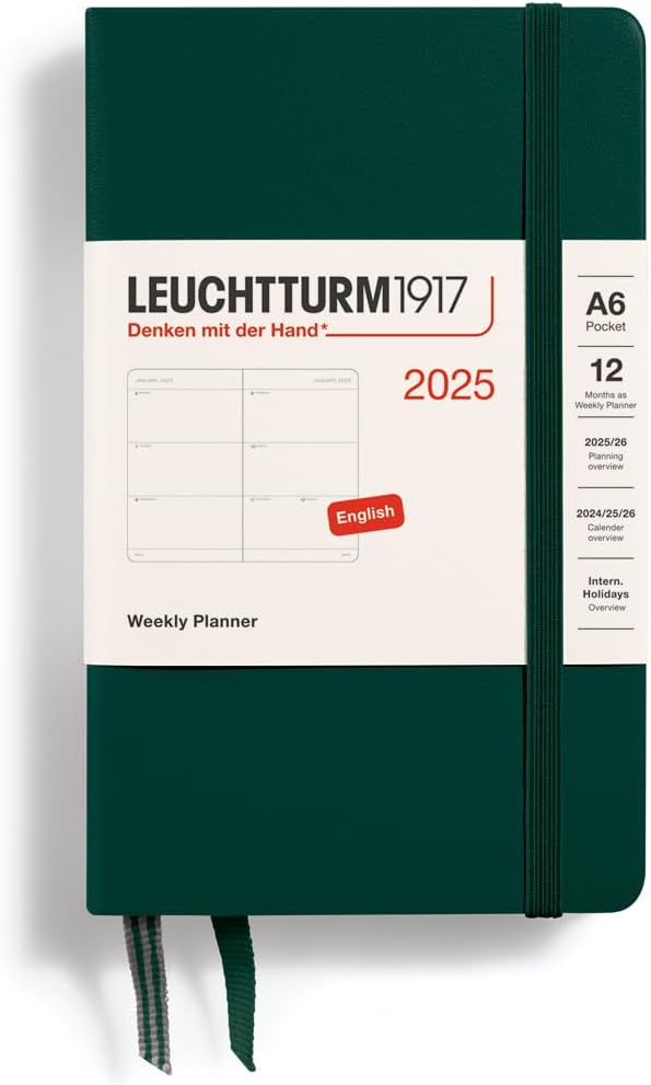 LEUCHTTURM1917 - Weekly Planner 2025, Hardcover, Pocket (A6), Forest Green (Jan 1 - Dec 31, 2025)